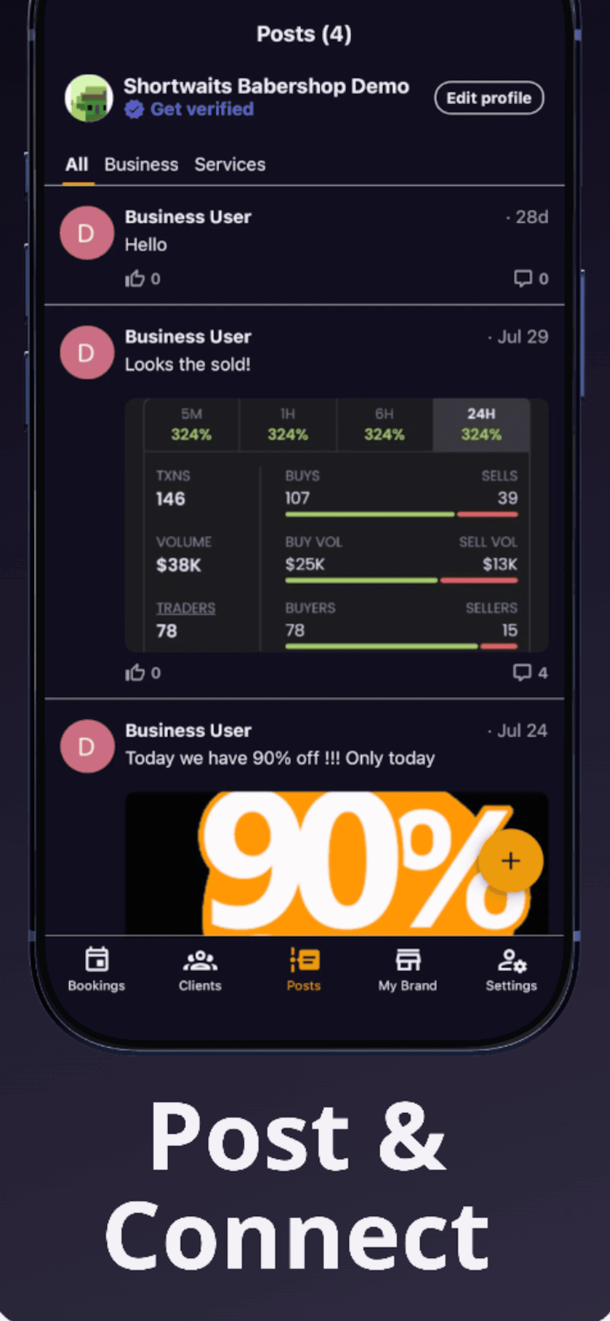 Share updates and promotions with clients