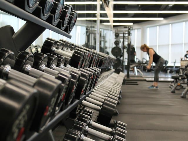 Exercise equipment in a gym