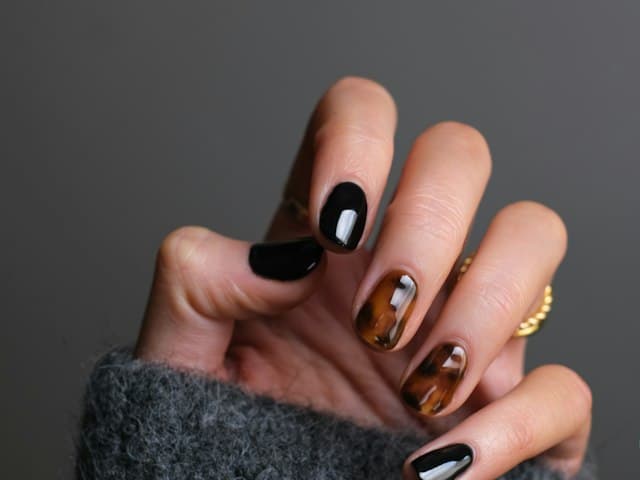 Close-up of a decorated manicure